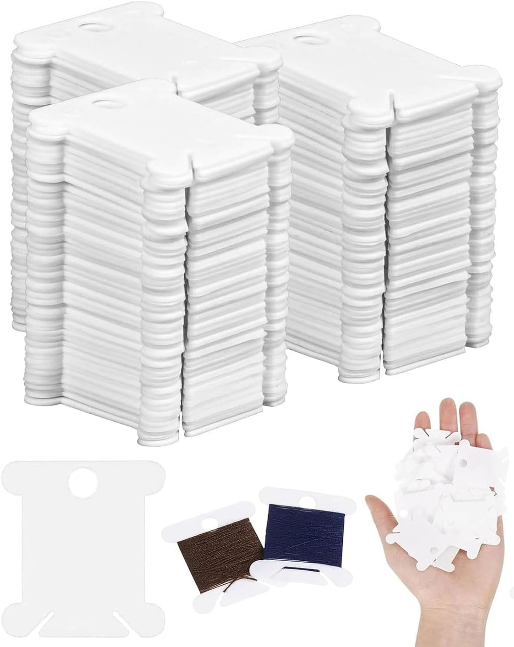 Conjunto de 60 bobinas plásticas brancas para linhas de bordado