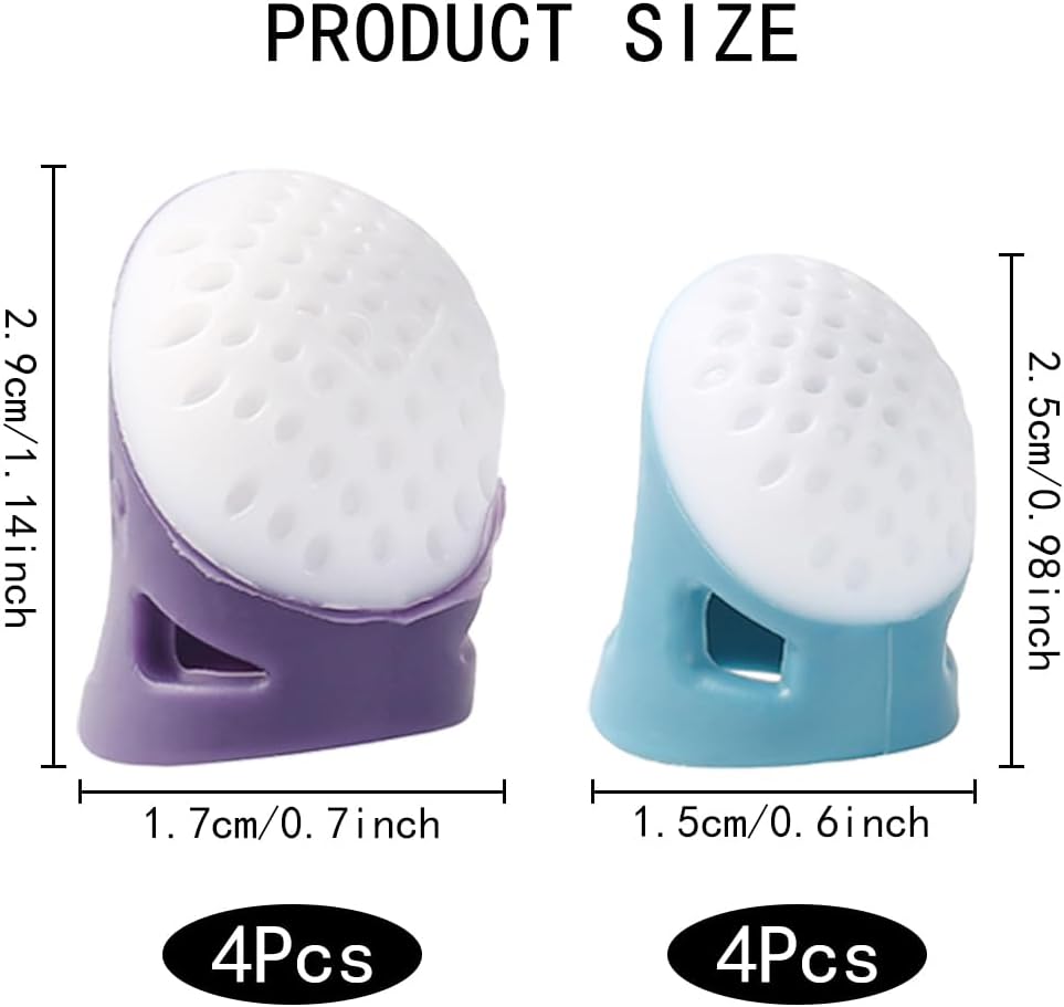 Comparação entre dedais de silicone grandes e pequenos