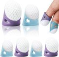 Conjunto de oito dedais de silicone azuis e roxos para costura e bordado