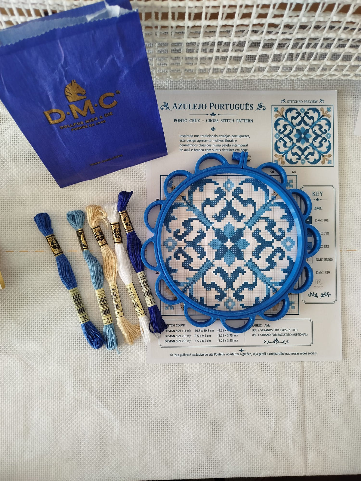 Kits de linhas azulejar ao lado do gráfico inspirado na cor da paleta com bastidor pontélia