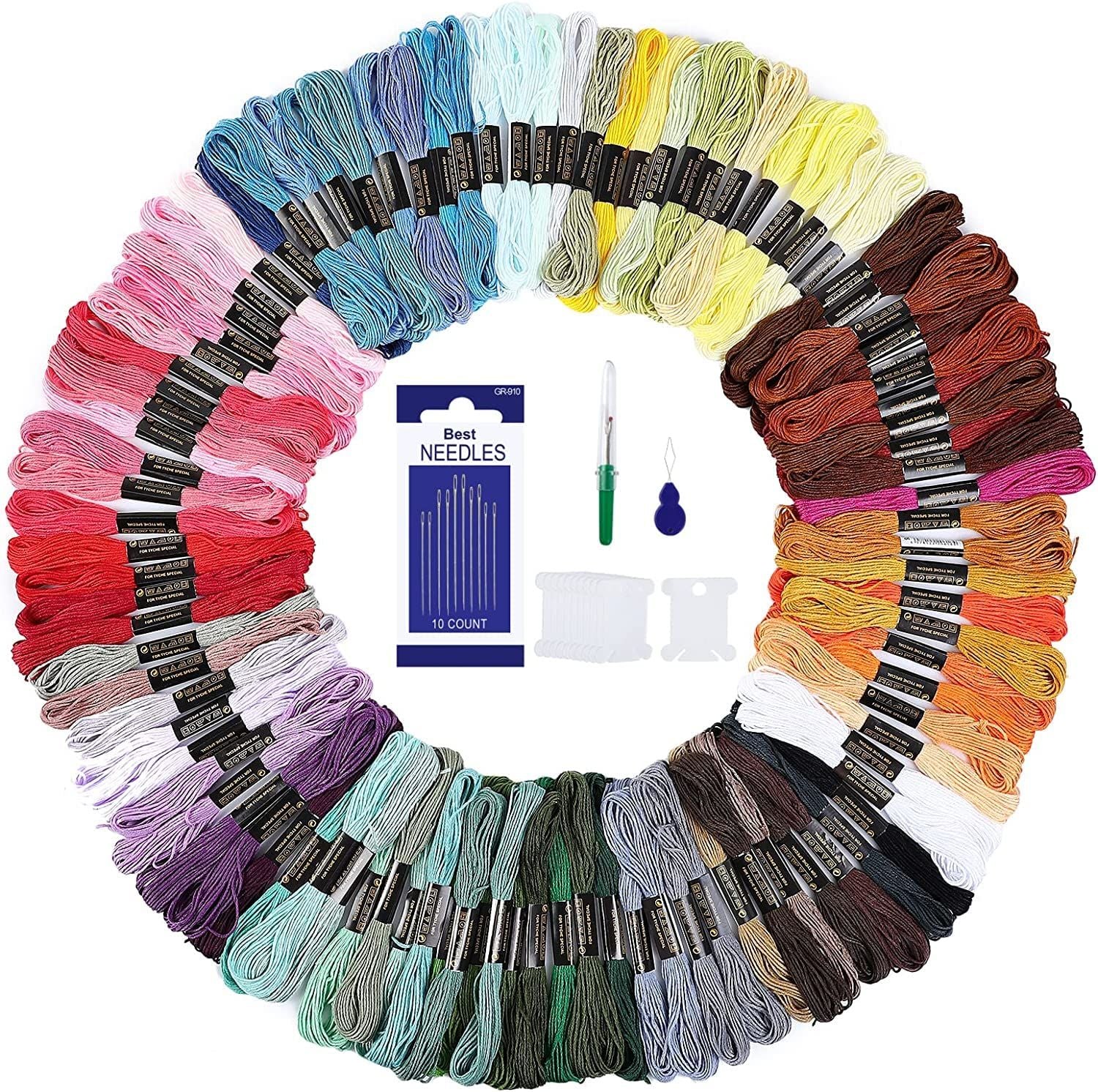 Kit com 100 Cores de Linhas para Bordar – 8 m