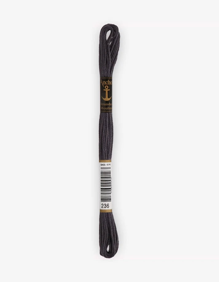 Meada de fio Anchor Mouliné 8 m, castanho-escuro / cinzento escuro, para bordado