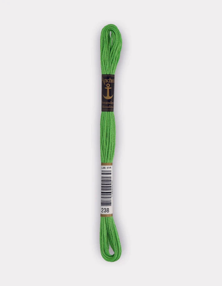 Meada de linha Anchor Mouliné verde, fio trançado, 8 m