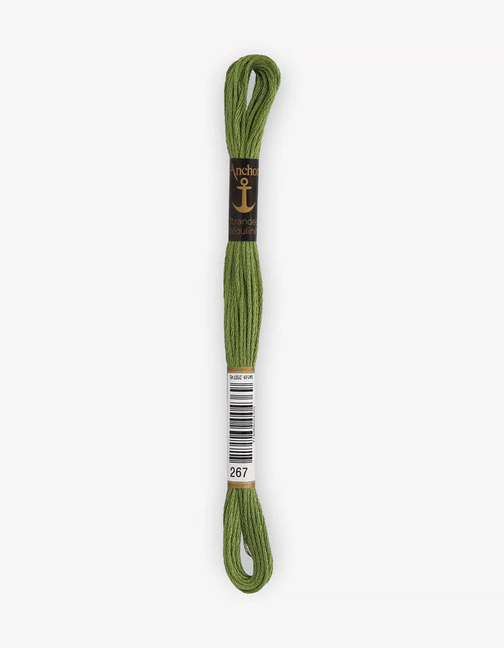 Meada de fio Anchor Mouliné 8 m, verde-médio, para bordado