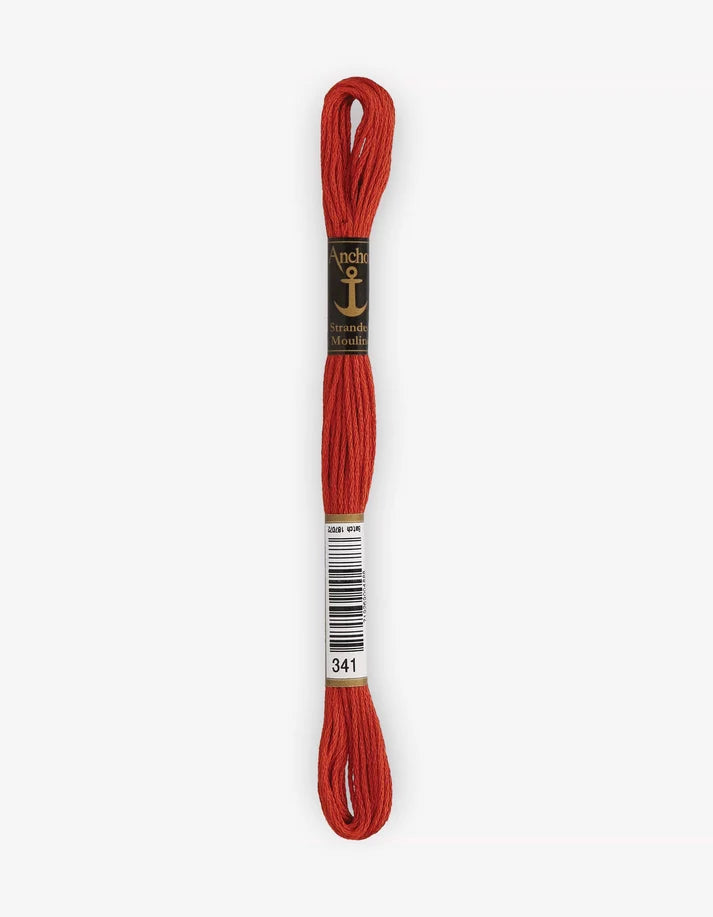 Fio de bordar Anchor Mouliné 8 m, vermelho ferrugem, meada com etiqueta