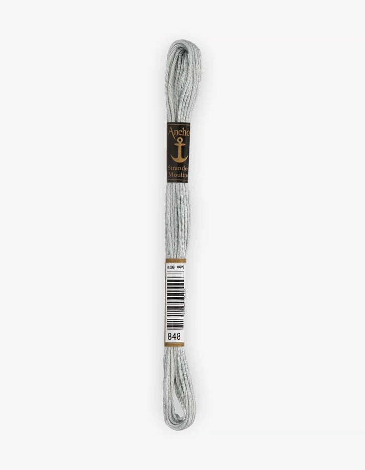 Meada de linha Anchor Mouliné cinzenta, fio trançado, 8 m