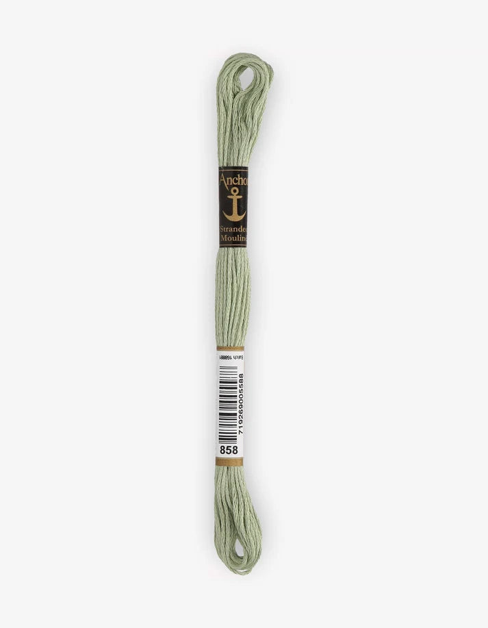 Fio de bordar Anchor Mouliné 8 m, verde-acinzentado, meada