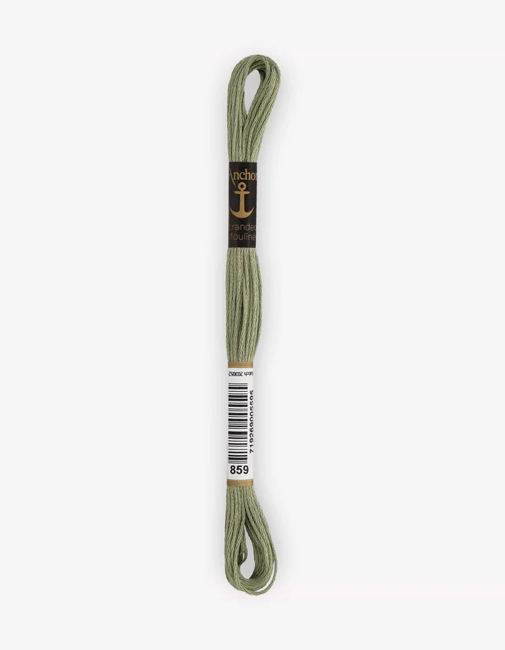 Fio de bordar Anchor Mouliné 8 m, verde-oliva, meada