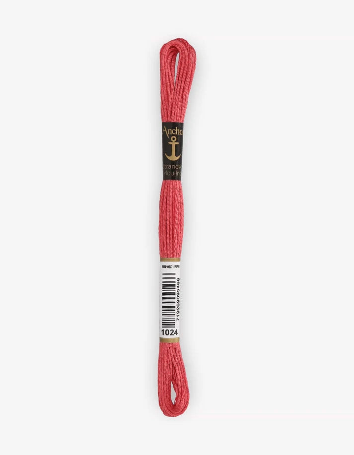 Fio de bordar Anchor Mouliné 8 m, rosa vivo, meada com etiqueta