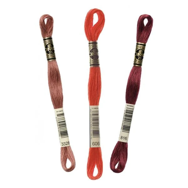 Linhas DMC em Tons de Vermelho para Ponto Cruz