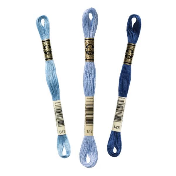 Linhas DMC em Tons de Azul para Ponto Cruz