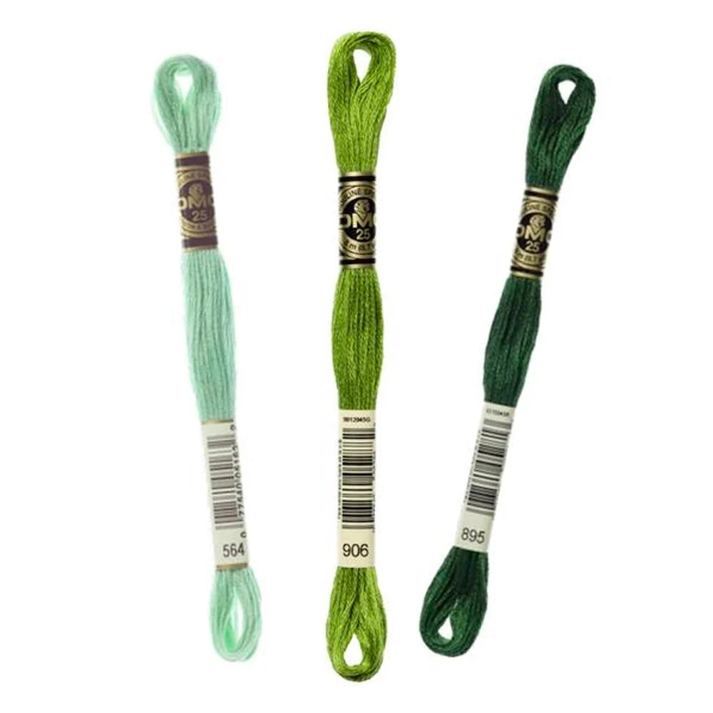 Linhas DMC em Tons de Verde para Ponto Cruz
