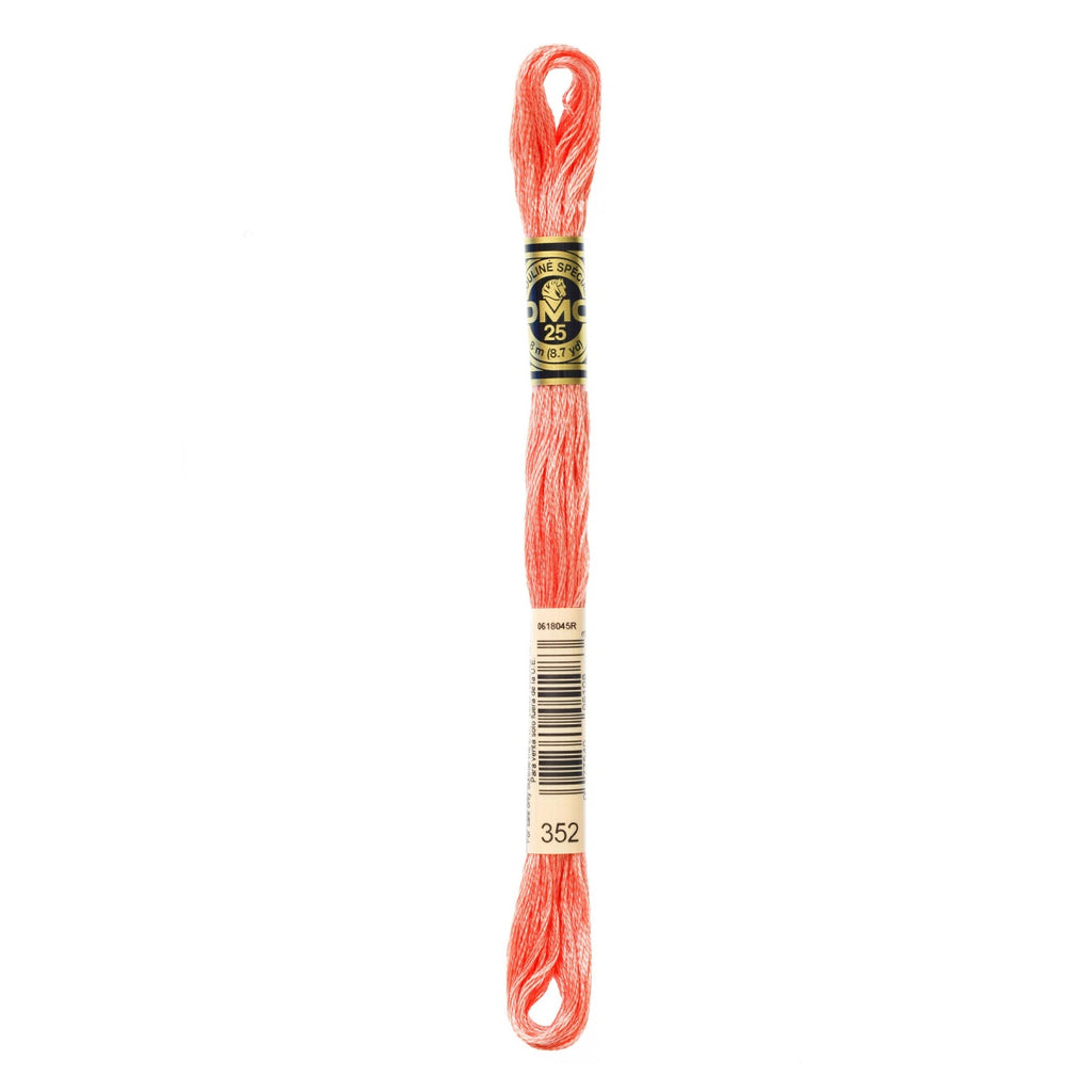Fio de ponto-cruz em linha coral, com etiqueta 352