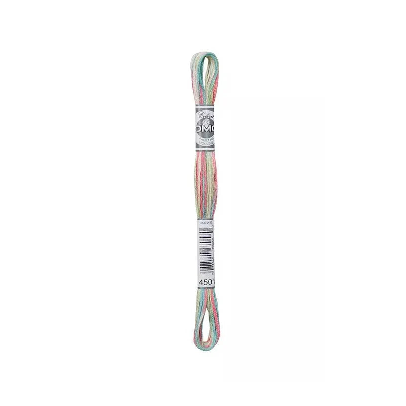 Meada de linha de bordar DMC multicolor, pastel verde, rosa e azul