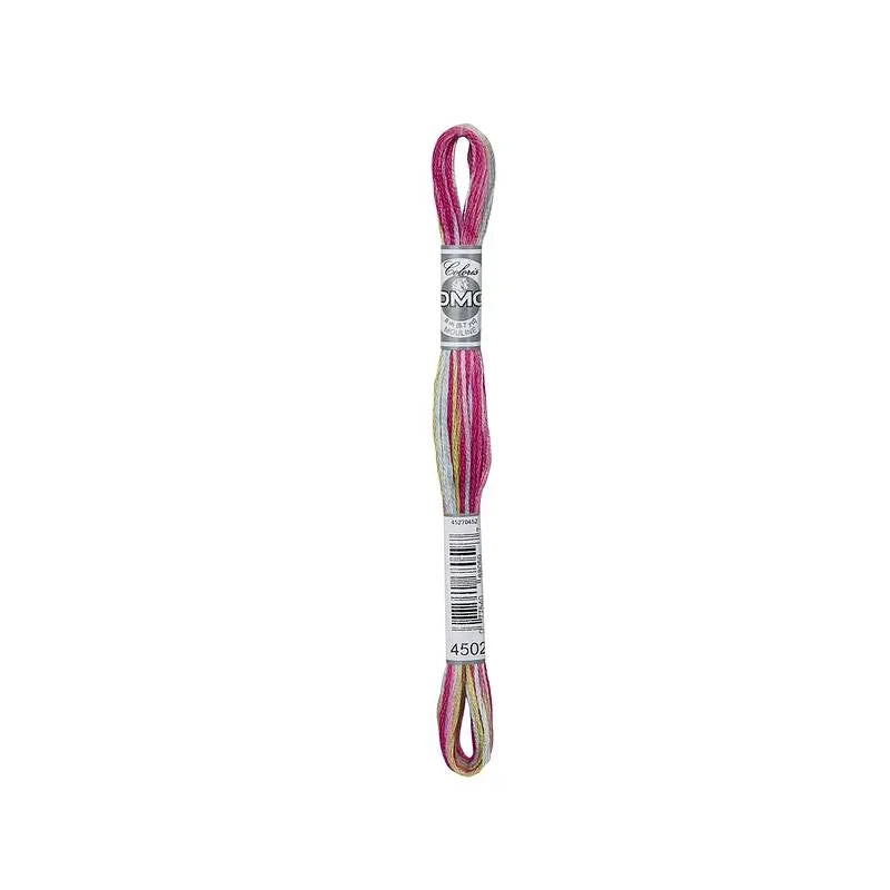 Meada de linha de bordar DMC multicolor, magenta com amarelo e verde