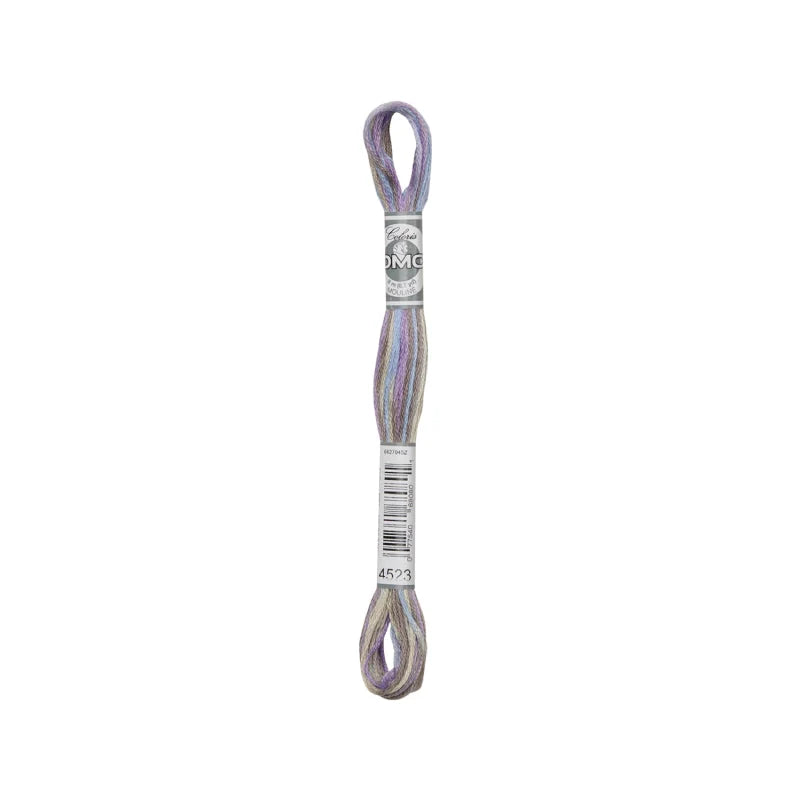 Meada de linha de bordar DMC multicolor, lilás e cinzento