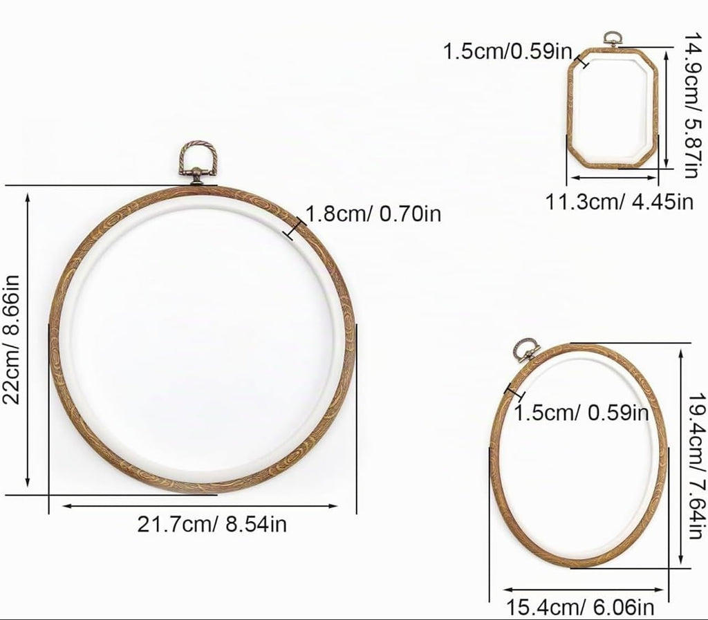 Bastidores para bordado nos formatos octogonal oval e redondo